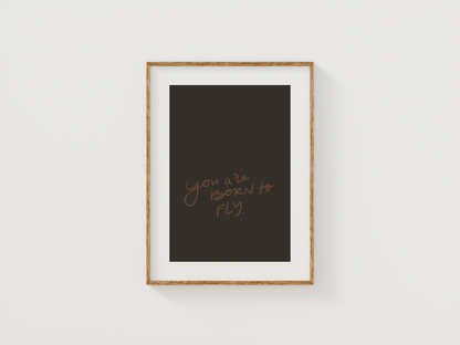 Uplifting Christian printable reading “Born to Fly,” styled in wood frame for faith-based encouragement.